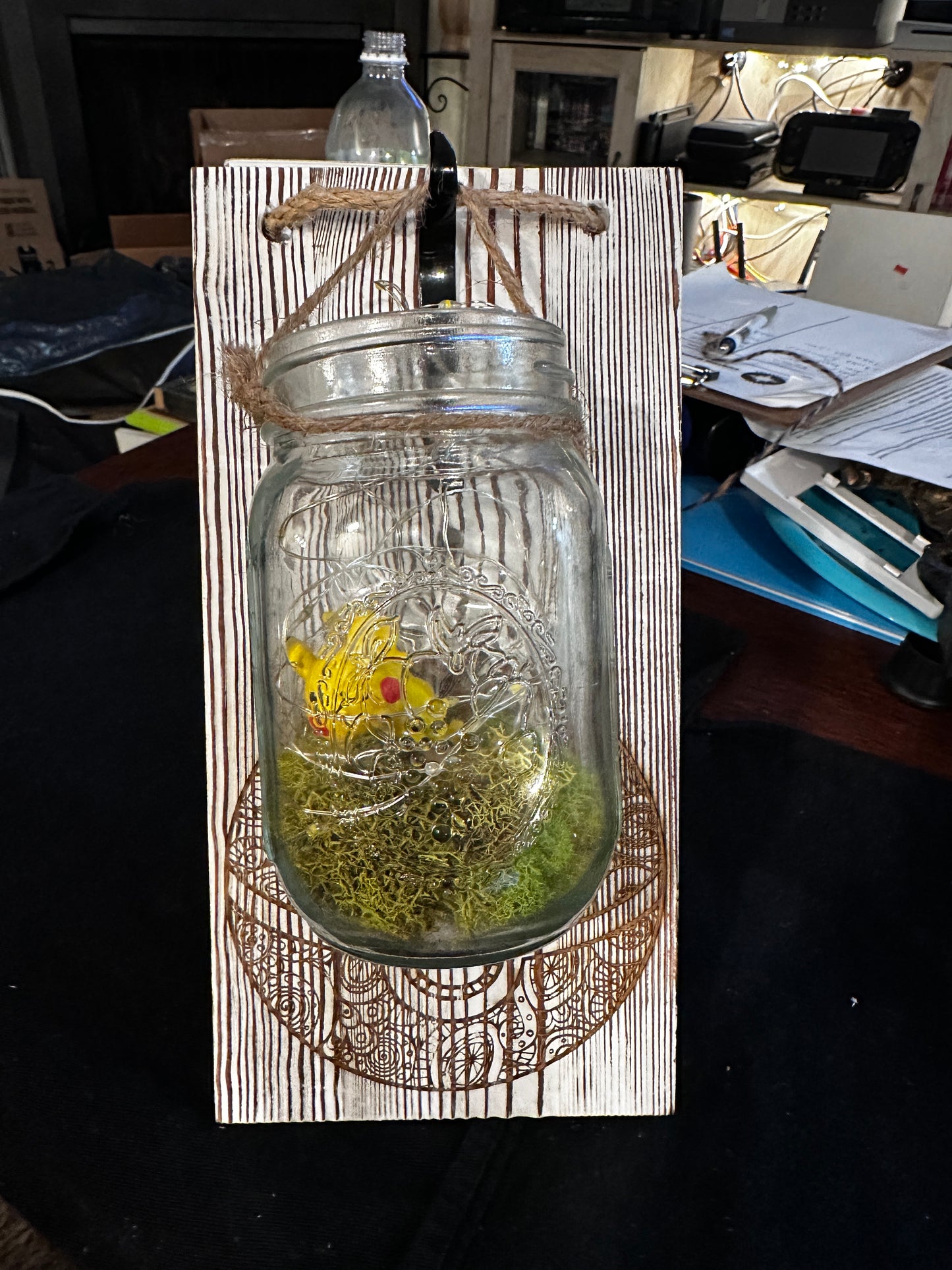 Pikachu Pokemon Hanging Lightup Mason Jar Terrariums