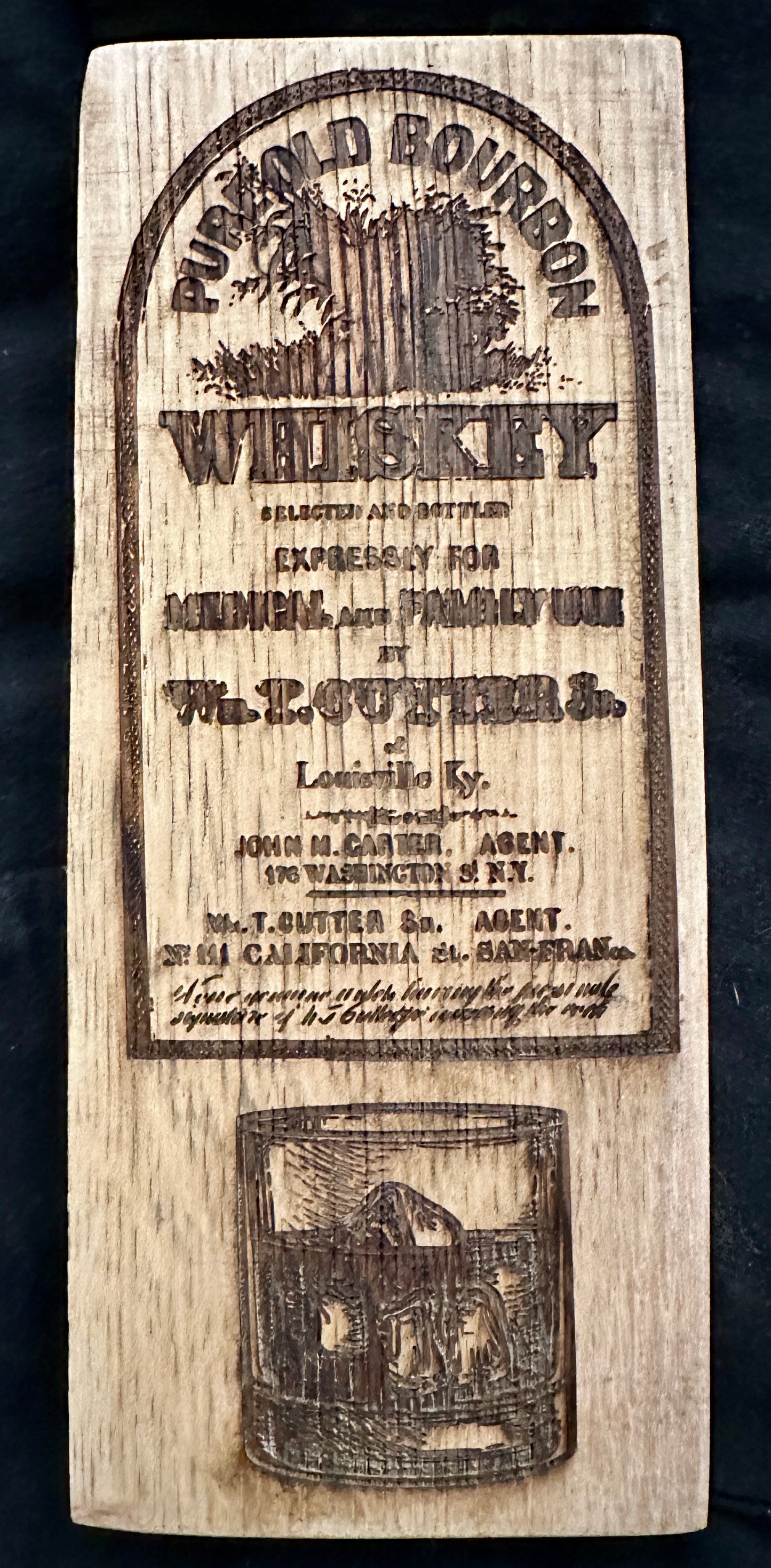 Pure Old Bourbon and Glass Bourbon Barrel Plaque