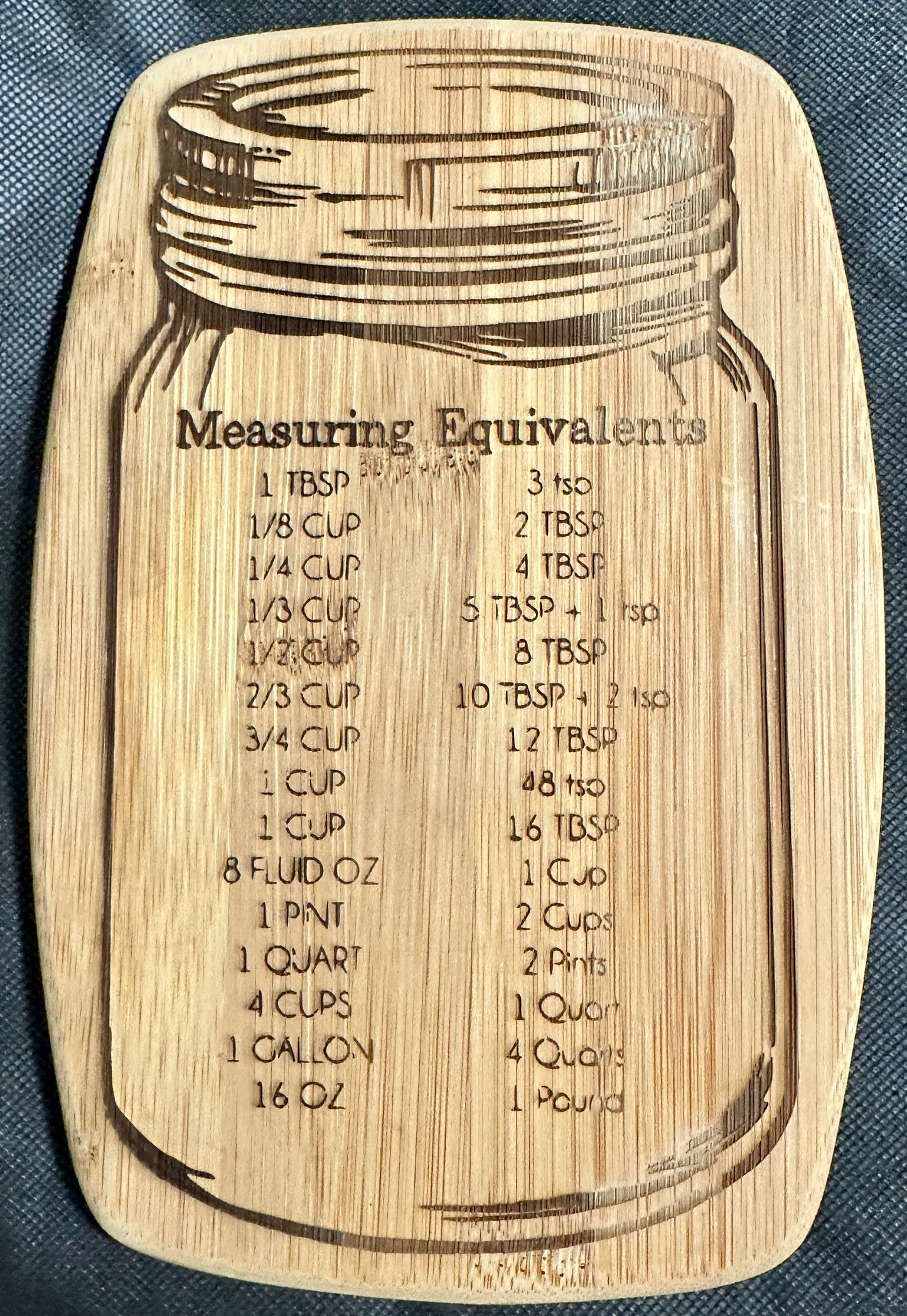 Mason Jar Measurement Cutting Board