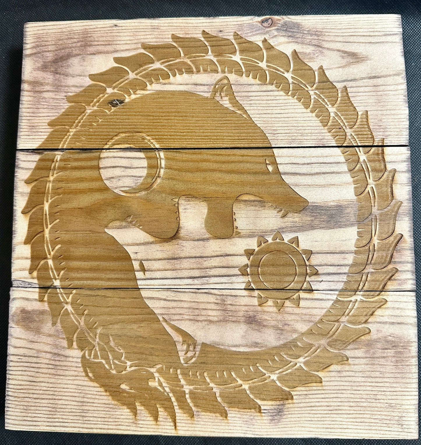Hati and Skoll Sun and Moon Plaque