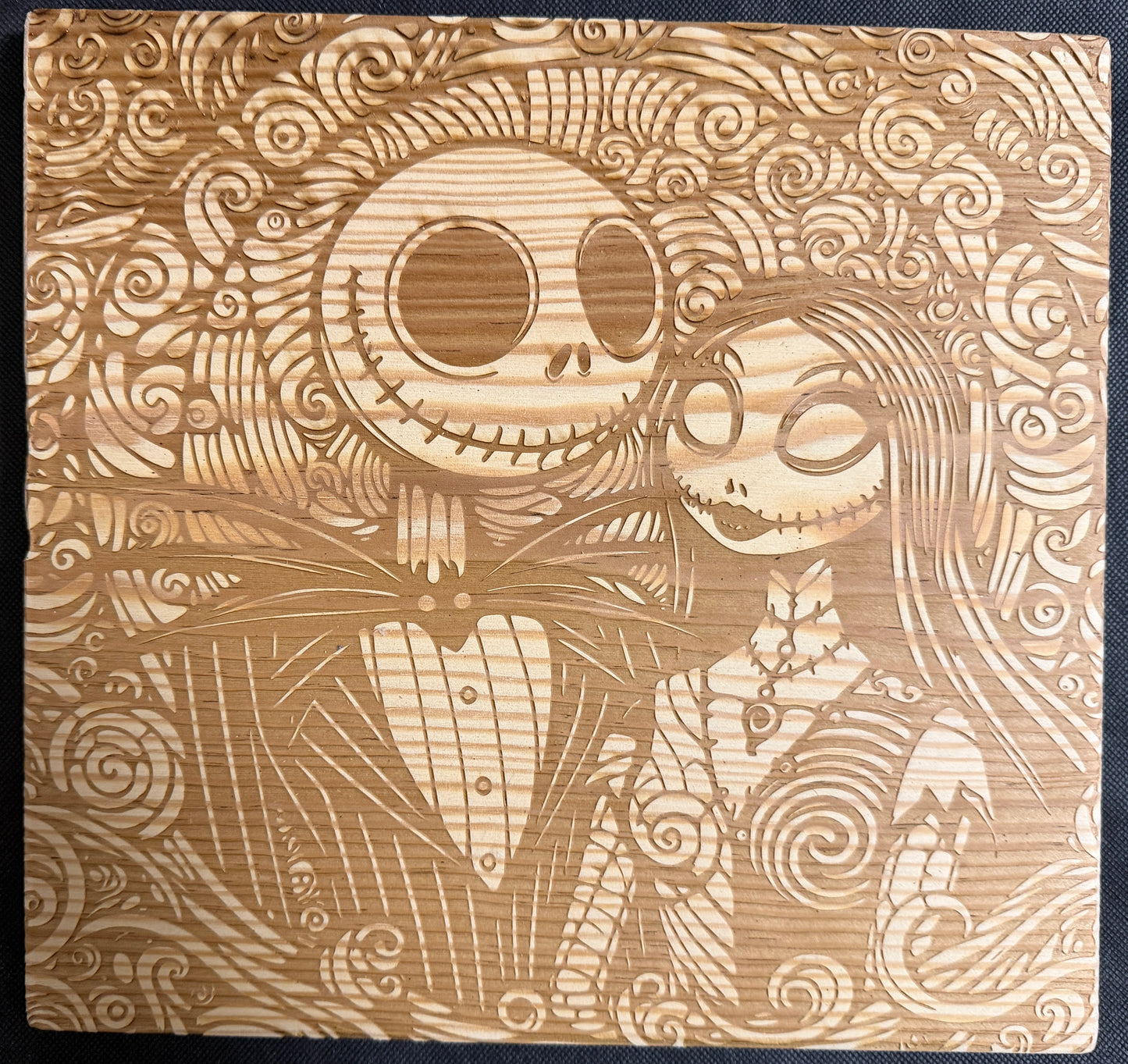 Jack and Sally Nightmare before Christmas Square Plaque