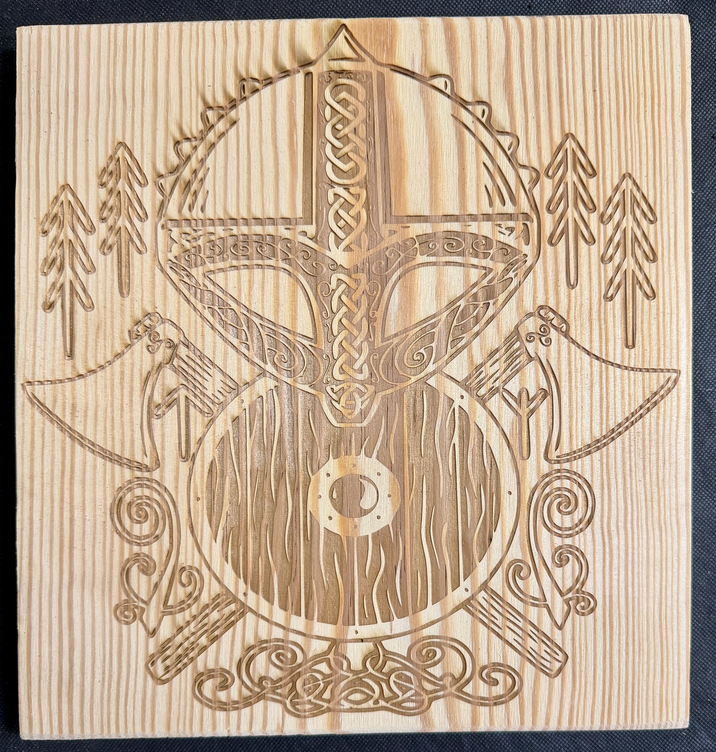Norse Helmet and Axes Plaque