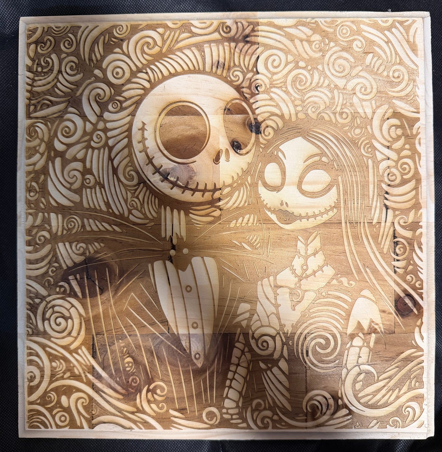 Jack and Sally Nightmare before Christmas Square Plaque