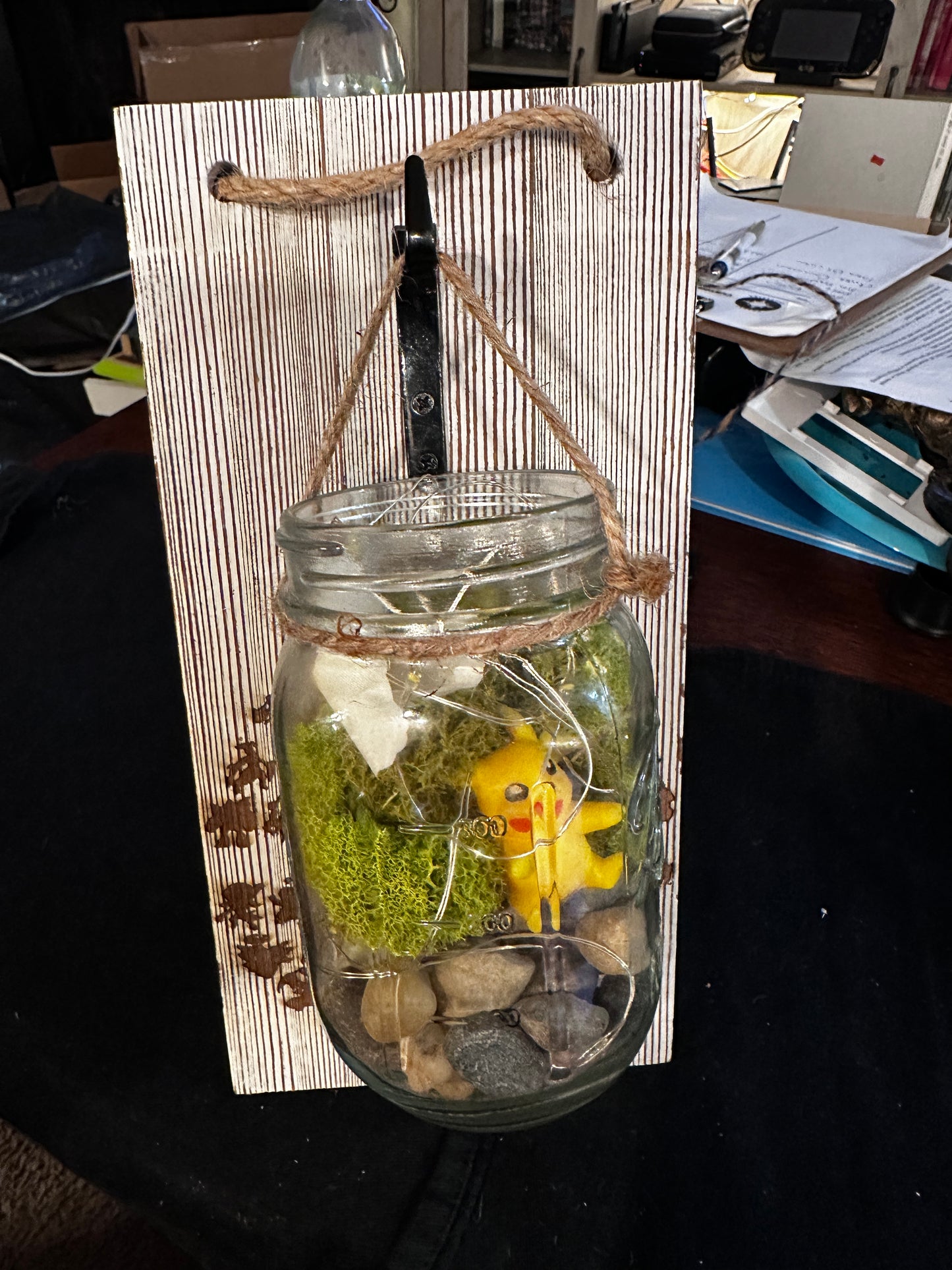 Pikachu Pokemon Hanging Lightup Mason Jar Terrariums