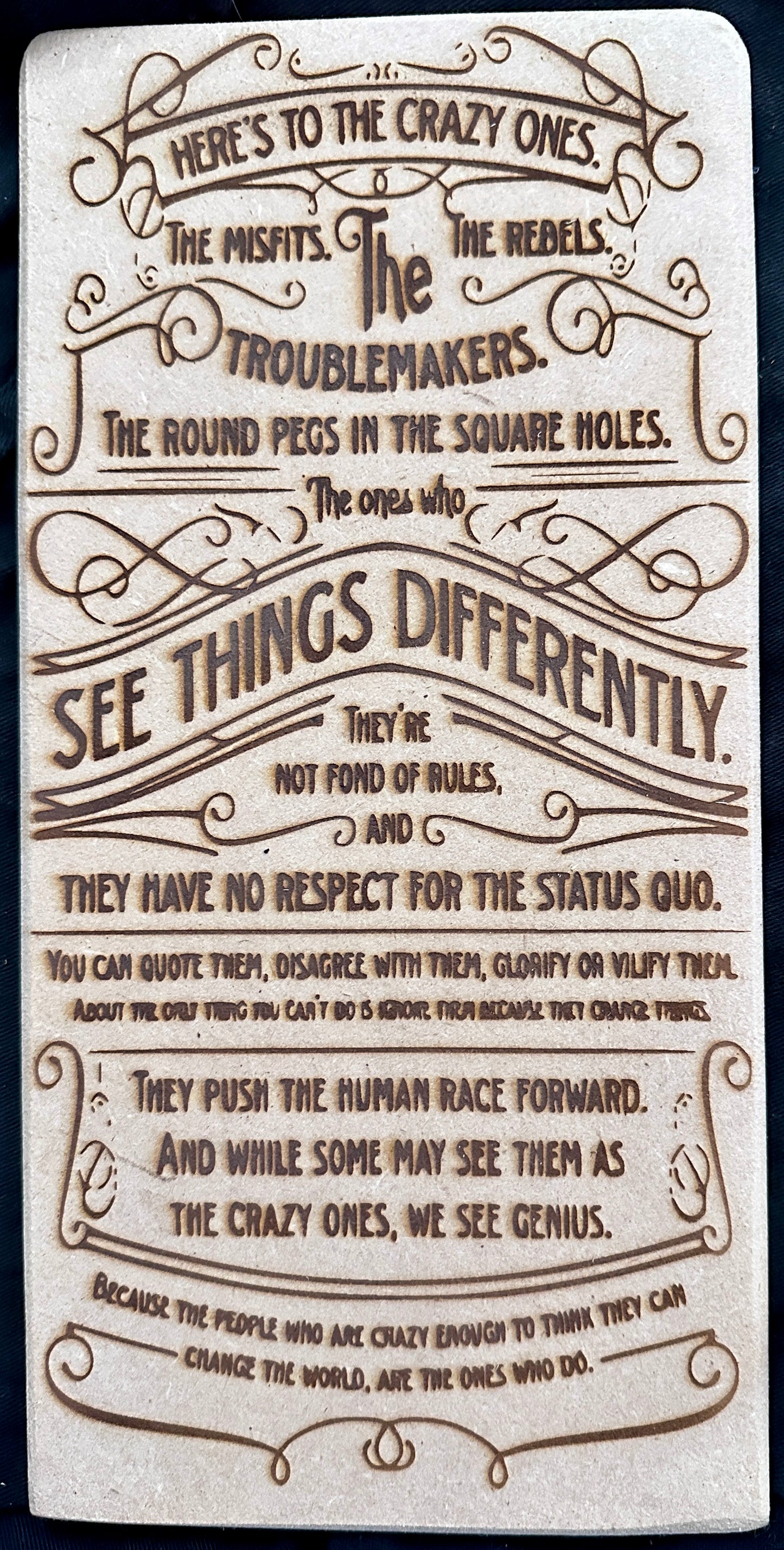Here's to the Crazy Ones Think Different Apple Plaque