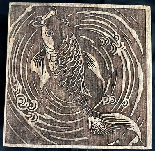 Koi Carp Fish Woodprint Box