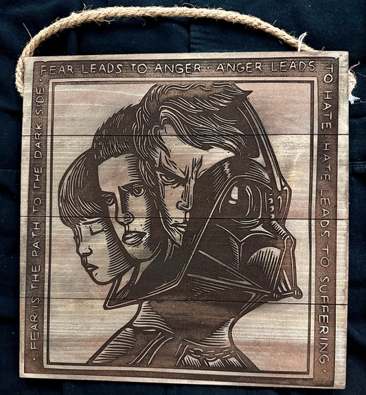 Ages of Darth Vader Woodblock Style Plaque