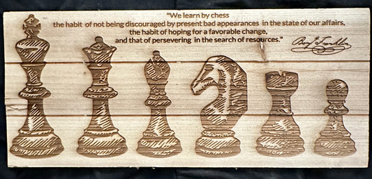 Chess Pieces Ben Franklin Plaque
