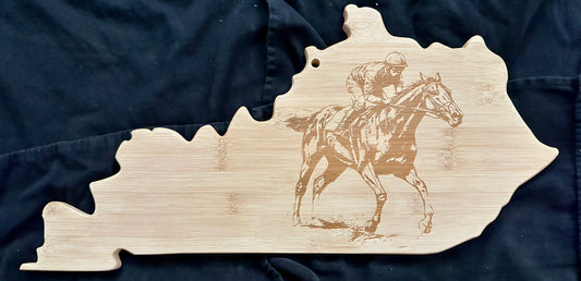 Horse and Rider Kentucky Shaped Cutting Board