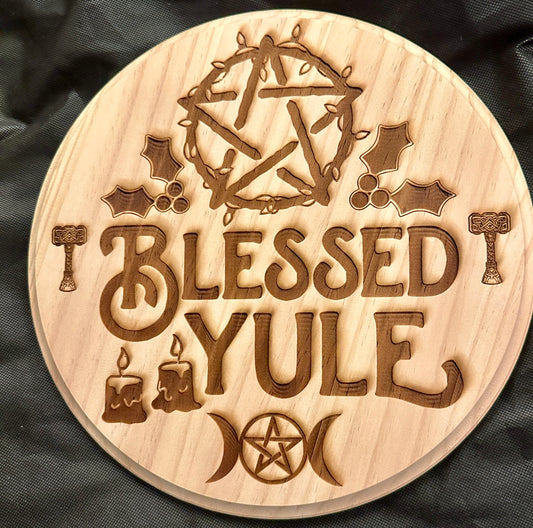 Blessed Yule Door Hanger Plaque