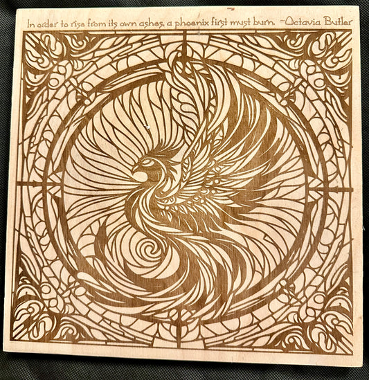 Phoenix Stained Glass Plaque