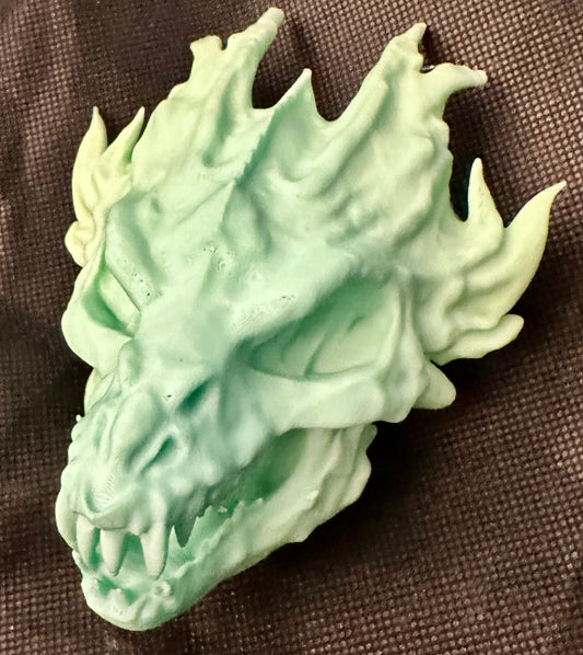 Mint Dragon Skull Print