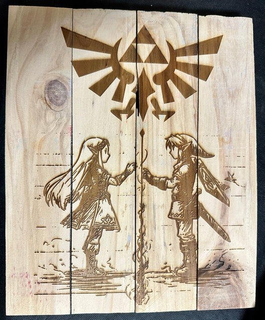 Zelda and Link Across a Mirror Plaque