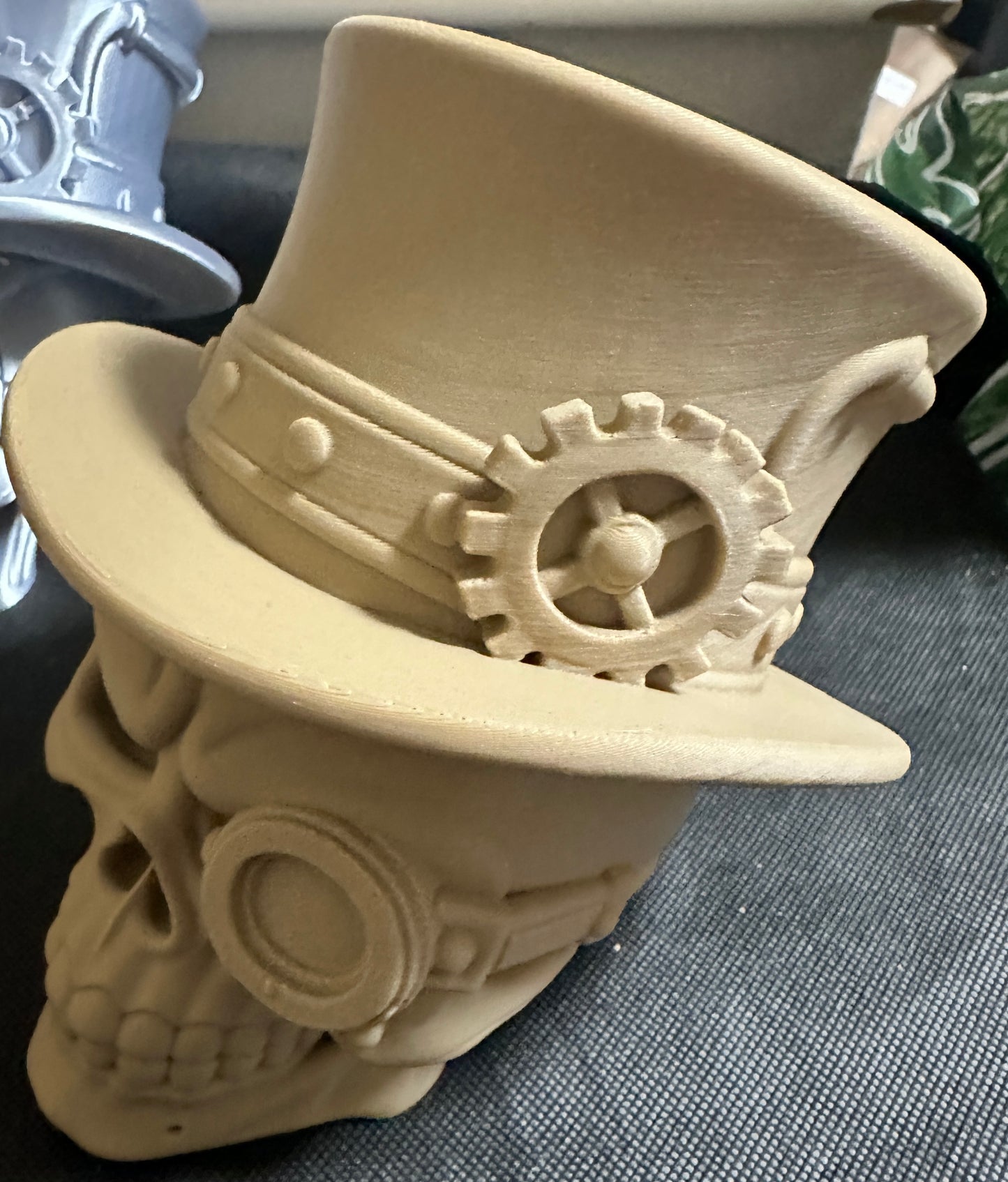 Steampunk Skull with Top Hat Statue