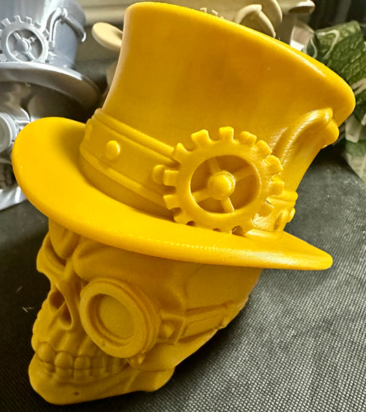 Steampunk Skull with Top Hat Statue