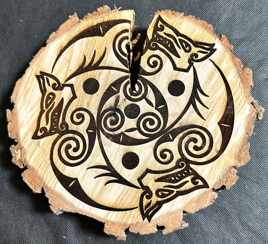 Celtic Hounds Live Edge Plaque