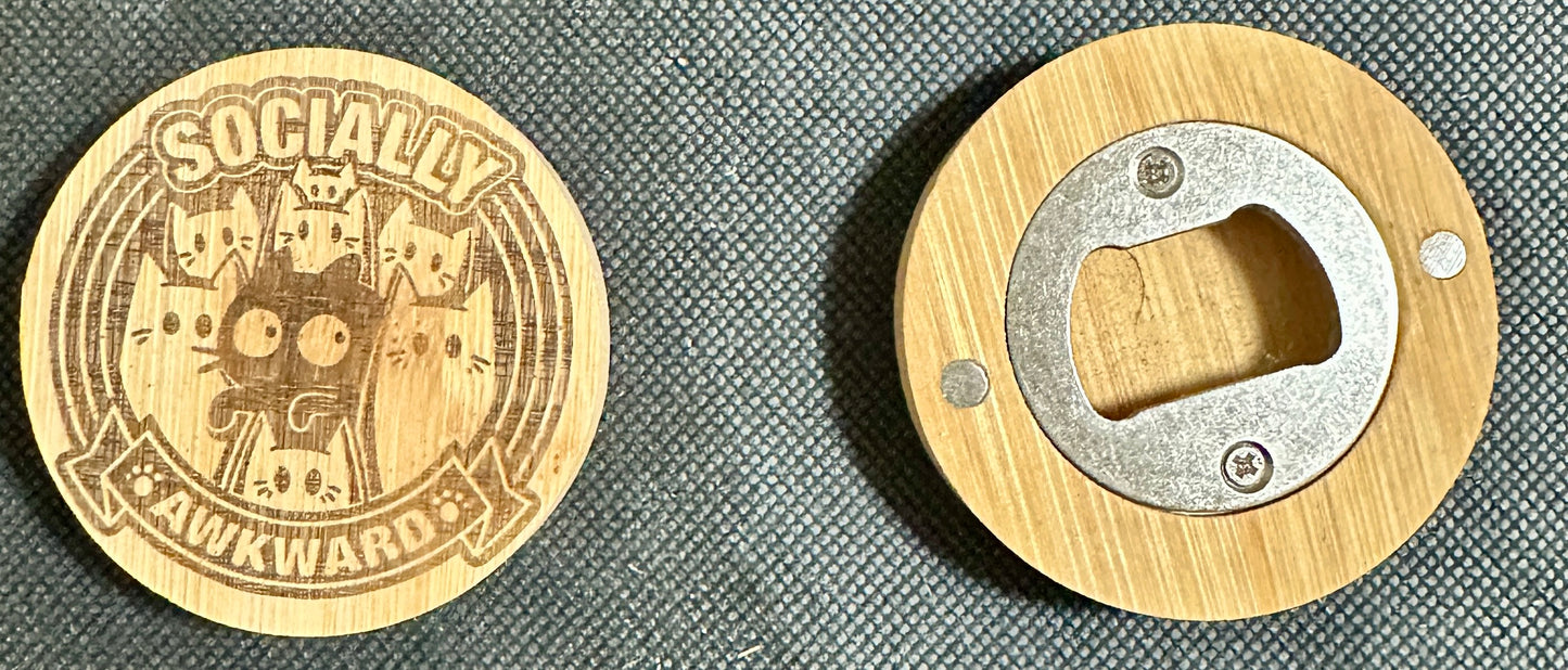 Bamboo Magnetic Bottle Openers