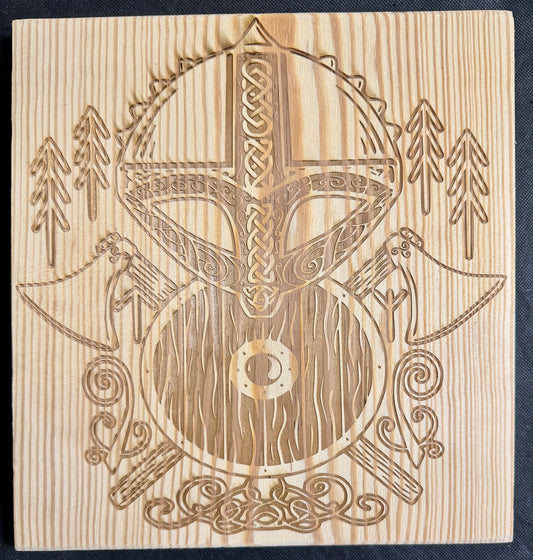 Norse Helmet and Axes Plaque