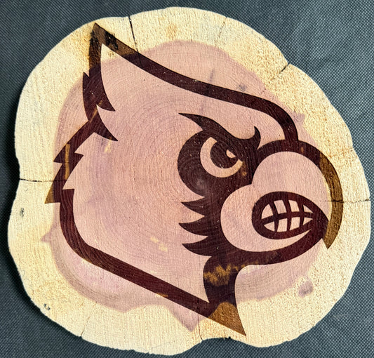 University of Louisville Cardinal Logo Cedar Plaques