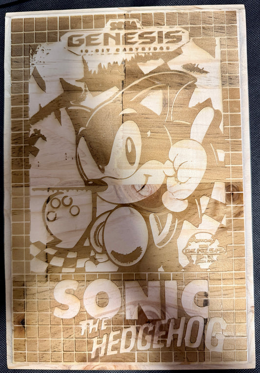 Sonic the Hedgehog Video Game Box Art Plaque
