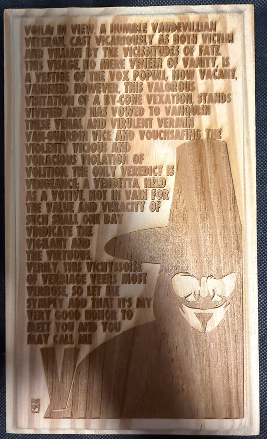 V for Vendetta V's Introduction Speech Plaque