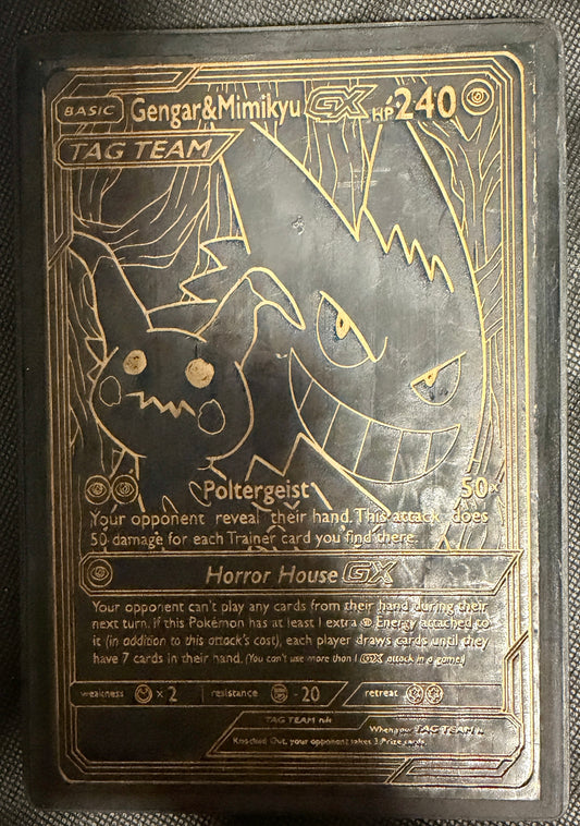 Gengar and Mimikyu Tag Team Pokemon TCG Card Plaque