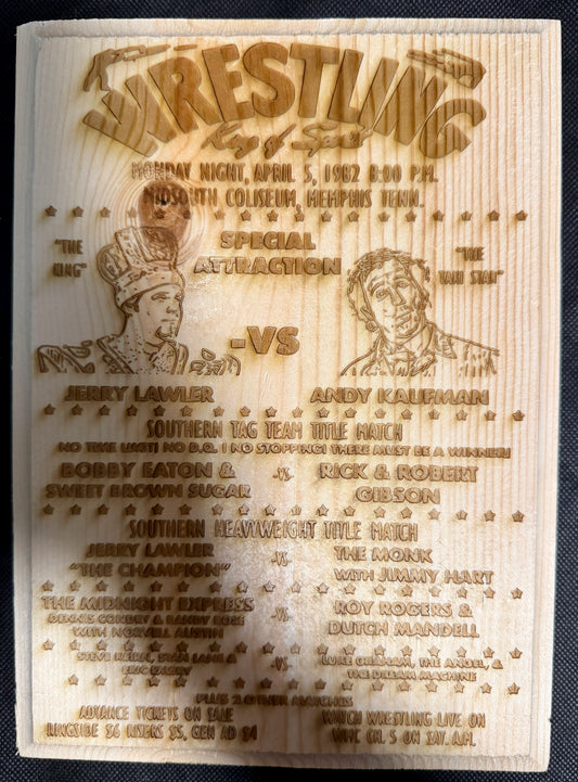 Jerry Lawler/Andy Kaufman 1982 Card Plaque