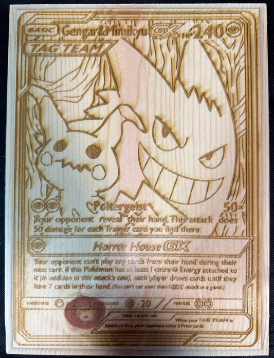Gengar and Mimikyu Tag Team Pokemon TCG Card Plaque